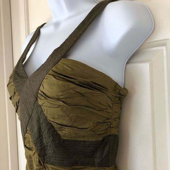 BCBGMAXAZRIA Silk Peridot Simsom Crosstop Cocktail Dress - Picture 4 of 14